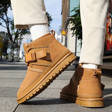 Warm Loafers Thickened Cowhide Cotton Shoes_voghion.com