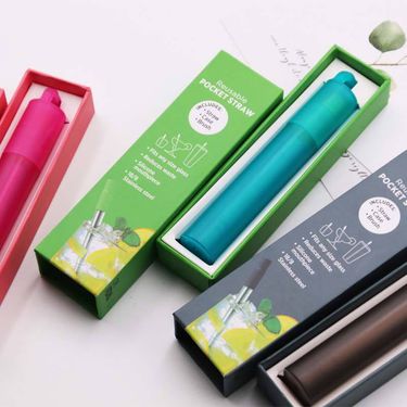 304 stainless steel telescopic straw silicone mouth reusable travel portable environmental protection_voghion.com