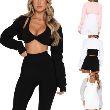 Women's Clothing Solid Color Shawl With Hollow Waistcoat Top With Suspenders And Blouse_voghion.com