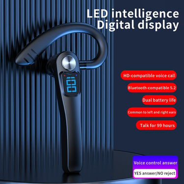 1Pc Wireless Noise Canceling LED Digital Display Stereo 130mAh Music Play V5.2 Bluetooth-compatible Earphone with Mic_voghion.com
