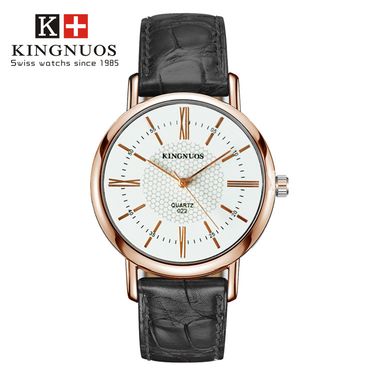 Fashion Rose Gold Roman Digital Men's and Women's Couples Student Belt Watch_voghion.com