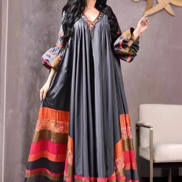 Women’s Clothing Spring And Summer New Women's Wear Digital Printing Loose Dress Middle East Robe Spot_voghion.com