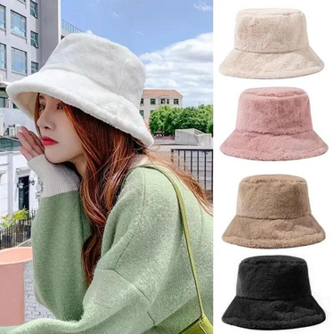 Hot Sale Winter Plush Fisherman Hats Colorful Girl Fashion Bucket Hat Warm Windproof Cold-proof Wide Brim Lady Women Artist Cap_voghion.com