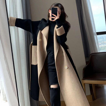 Winter Coat Double-breasted Cardigan Thermal Anti-wrinkle Lapel Women Winter Coat Women Overcoat for Shopping Coats_voghion.com