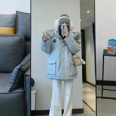 girl 2025 New Women's Down Cotton Jacket Mid-Length Large Fur Collar Parka Hooded Niche Casual Winter Padded Coat_voghion.com