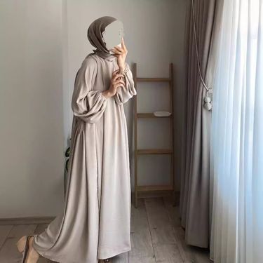 Women's Clothing Spring And Autumn New Muslim Women's Clothing Solid Color Elegant Fashion Loose Pullover Dress_voghion.com