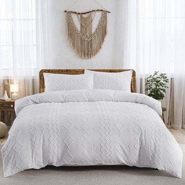 Fluff Cut Diamond White Wave Quilt Cover Duvet Cover Bedding Three Piece Set_voghion.com