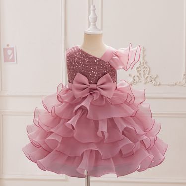 Mother & Kids Sequin Chiffon Pleated Princess Birthday Party Dress_voghion.com