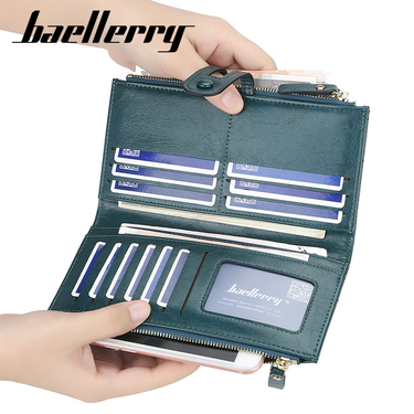Baellerry Women's Long Korean Style Large Capacity Buckle Zipper Clutch Fashion Multi-Card Slot Wallet_voghion.com