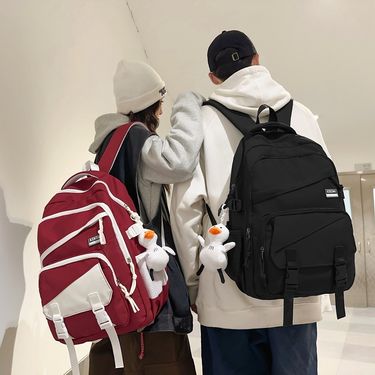 Women's Bags large capacity backpack new couple schoolbag sturdy color matching version casual student backpack_voghion.com