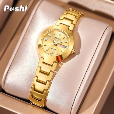 Women Watch Stainless Steel Simple Waterproof Luminous With Date Week Quartz Watches Elegant Bracelet For Gift_voghion.com