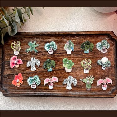 Hot Plant Begonia Antler Fern Brooch Decorative Pin Friends And Children Gift For Backpack Pencil Case Badge_voghion.com