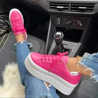 Sneakers 2024 Trend Fashion Vulcanized With Wedge Breathable Leather Design Casual Walking Comfort Platform Autumn Shoes_voghion.com