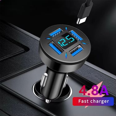 USB Car Fast Charging Phone Adapter For IPhone 16 15 Samsung Xiaomi Huawei Quick Charger 3.0 Charger With Digital Display_voghion.com
