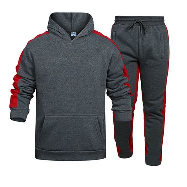 and Women's Striped Sweater Set New Sports Splice Two Piece Men's Fitness Contrast Hoodie_voghion.com