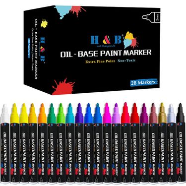 28-Color Waterproof & Sunproof Metallic Paint Markers Set - Vibrant, Fade-Resistant Art & Craft Markers For DIY, Sketching, Gifts_voghion.com