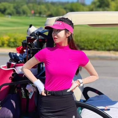 Summer New Korean Rabbit Golf Clothing Women Fit Mid-Neck Outdoor Quick-Dry Slim Short Sleeve T-Shirt_voghion.com