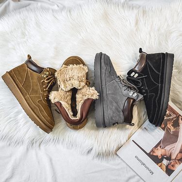 Men's Shoes New Snow Boots Plus Velvet Thickened Versatile Thick Soled Cotton Shoes Warm Fur Martin Boots_voghion.com