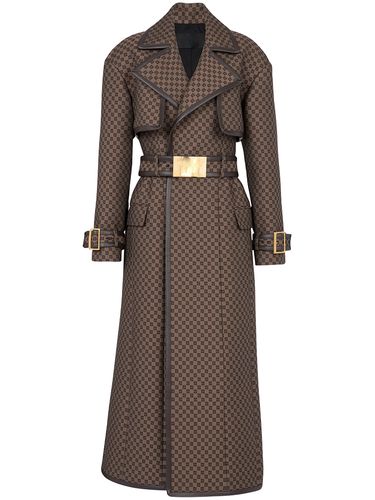 HIGH STREET Newest 2024 Fall Winter Designer Coat Women's Belted Monogram Jacquard Trench Overcoat_voghion.com