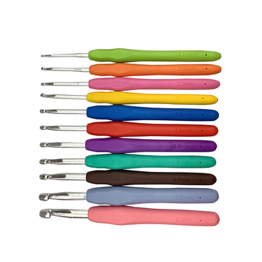 Sweater needle knitting tool rainbow crochet set TPR soft handle aluminum crochet_voghion.com