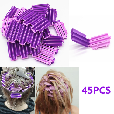 45pcs Hair Rollers Root Fluffy Clamps Wave Perm Rod DIY Bars Corn Clips Hair Curler Curling Curlers Styler for Women Girls_voghion.com