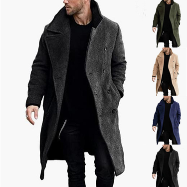 Man's clothing Wool coat men's heavy coat tweed trench coat_voghion.com