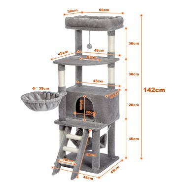 Pet Cat Tree House Condo Perch Entertainment Playground Stable Furniture for Kitten Multi-Level Tower for Large Cat Cozy Hommock_voghion.com