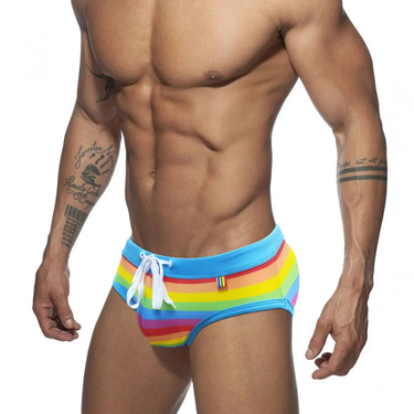 MERCURY Men's Swim Briefs Trendy ing Color Low-waist Sexy Drawstring Surfboard Swimwear Pad Push-up Swimming Pride day Strips_voghion.com