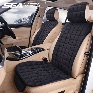 SEAMETAL Plush Car Coer Soft Vehicle Seat Cushion With Backrest Pad Anti Scratch Chair Protector Uniersal For Sedan_voghion.com