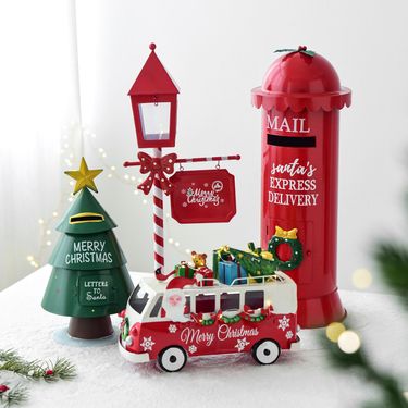 NUCHI Decorative Iron Mailbox Sleigh Snowman Hotel Front Desk Ornament Festive_voghion.com