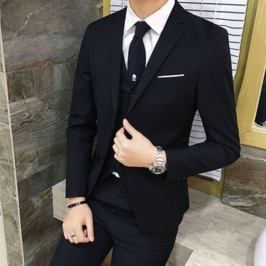 Men's Clothing Men's Suit Three Piece Suit Ten Colors Casual Formal Slim Professional Suit Groom Groomsmen Wedding Dress_voghion.com
