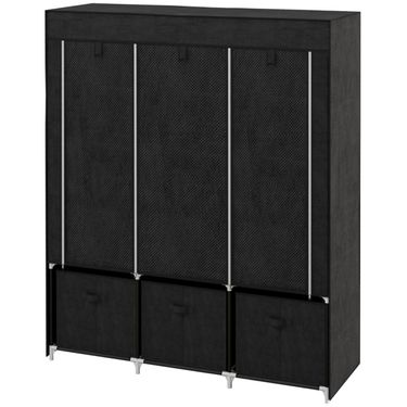 Stoffschrank Aus Vlies, Faltschrank, Inkl. 3 Schubladen, 125 Cm X 43 Cm X 162,5 Cm, Schwarz_voghion.com