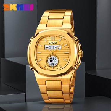 Momentum Steel Band Dual Display Pointer Multifunctional Student Fashion Outdoor Waterproof Sports Electronic Watch_voghion.com