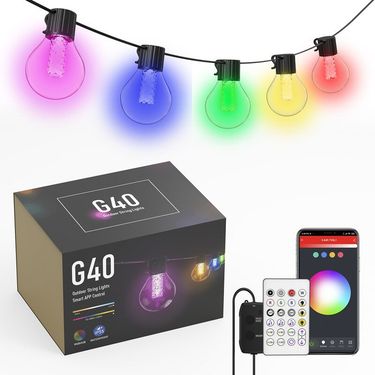 Bluetooth G40 LED Globe String Light Bulb Outdoor Street Garland RGB Christmas Lights LED Party Light Dimmable Garden Decoration_voghion.com