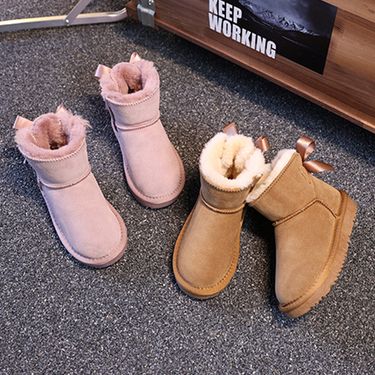 Winter New Children's Snow Boots Men's And Women's Genuine Leather Warm Non Slip Fashion Cowhide Large, Medium And Small Children's Shoes 25-36_voghion.com