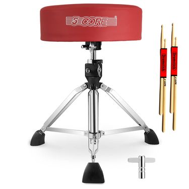 5 CORE Drum Throne Padded Guitar Stool Height Adjustable Heavy Duty Music Chair Seat Universal for Adults & Kids with Anti Slip Rubber Feet - DS CH RE_voghion.com