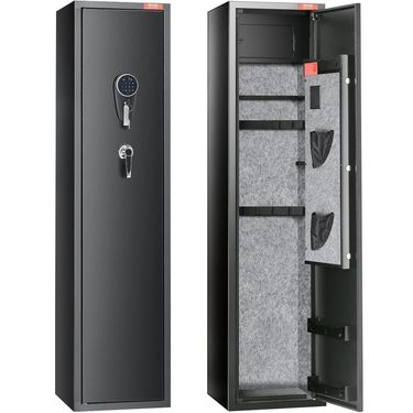 VEVOR 5 Rifles Gun Safe, Rifle Safe With Digital Keypad & Lock, Gun Storage Cabinet With Built-in Storage Locker, Removable Storage Shelf For Home Long Gun And Pistols_voghion.com
