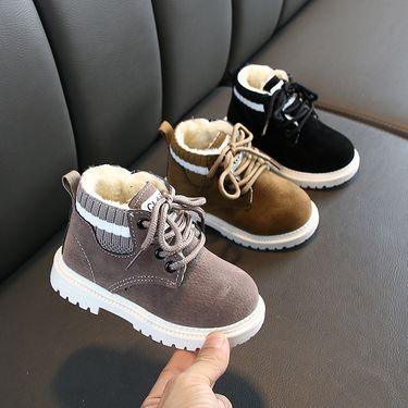 Boys' Martin plush cotton shoes, snow Korean version, fashionable children's leather boots, girls' shoes_voghion.com