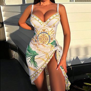 2025 new Muslim one-piece swimsuit female sexy deep temptation printed bikini cover two-piece set_voghion.com