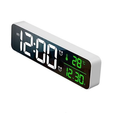 LED Digital Alarm Clock Snooze Temperature Date Display USB Desktop Strip Mirror LED Clocks for Living Room Decoration_voghion.com