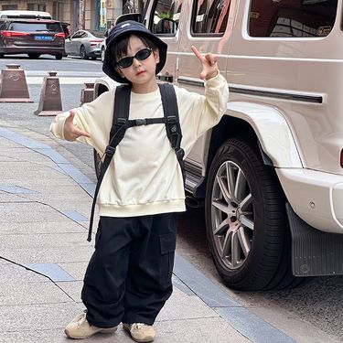 Toddler Boys Clothing Autumn And Winter Middle And Large Personalized Letter Cartoon Round Neck Sweatshirt_voghion.com