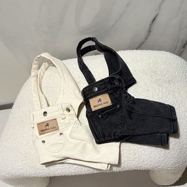 2025 Dog Overalls Black And White Jeans Teddy Bichon Schnauzer All-Cotton Denim_voghion.com