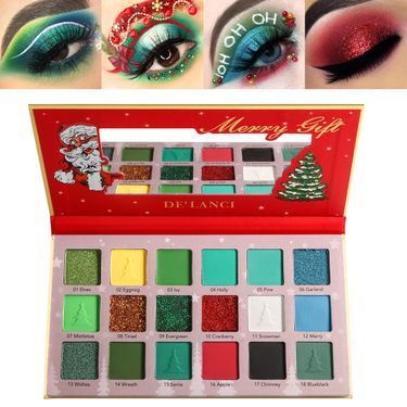 18 color eyeshadow tray Christmas Red green series snow Blue pearl matte gold onion makeup_voghion.com