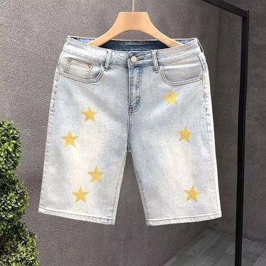 Men's Clothing Denim shorts men's summer star print design niche retro shorts casual shorts_mkmklike.com