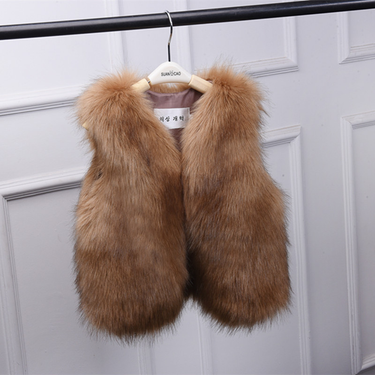 kid's clothing Boys and girls fur vest imitation fox fur vest super thick warm casual fur vest_voghion.com