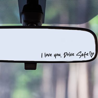 2 pack drive car rearview mirror driving safety stickers English quotes stickers home life stickers_voghion.com