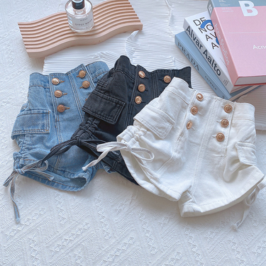 Baby Clothing Children's pants Summer baby girls double-row A-line jeans_voghion.com
