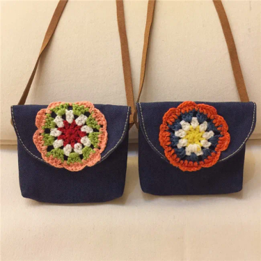 Fashion Baby New Crochet Children Messenger Bag Flower Kids Shoulder Bags Ethnic Style Girls Change Purse C2341_voghion.com