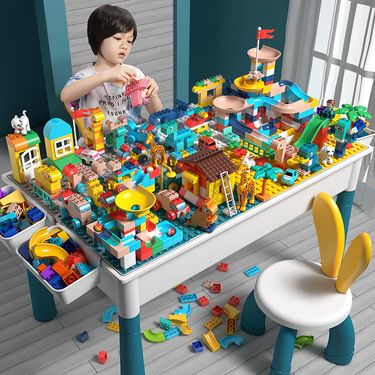 Building Blocks large particle building block toys DIY children's building block table puzzle assembly learning table_voghion.com