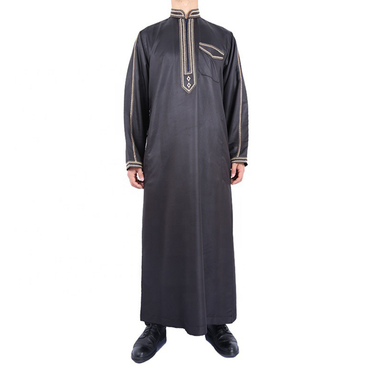 Man's clothing Muslim robes Cross border ethnic style stand collar men's printed loose long onesie_voghion.com